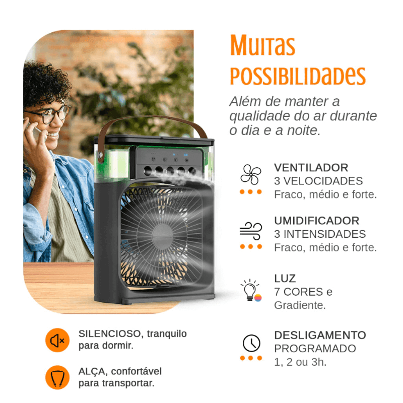 Mini Climatizador de Ar - Água  e Gelo